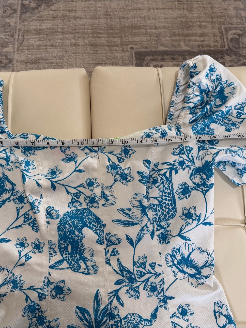 Betsey Johnson Blue Athina Floral Puff-Sleeve Mini Dress - Picture 8 of 8